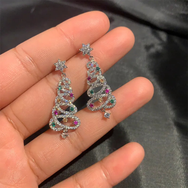 Christmas Tree Rhinestone Earrings