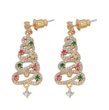 Christmas Tree Rhinestone Earrings